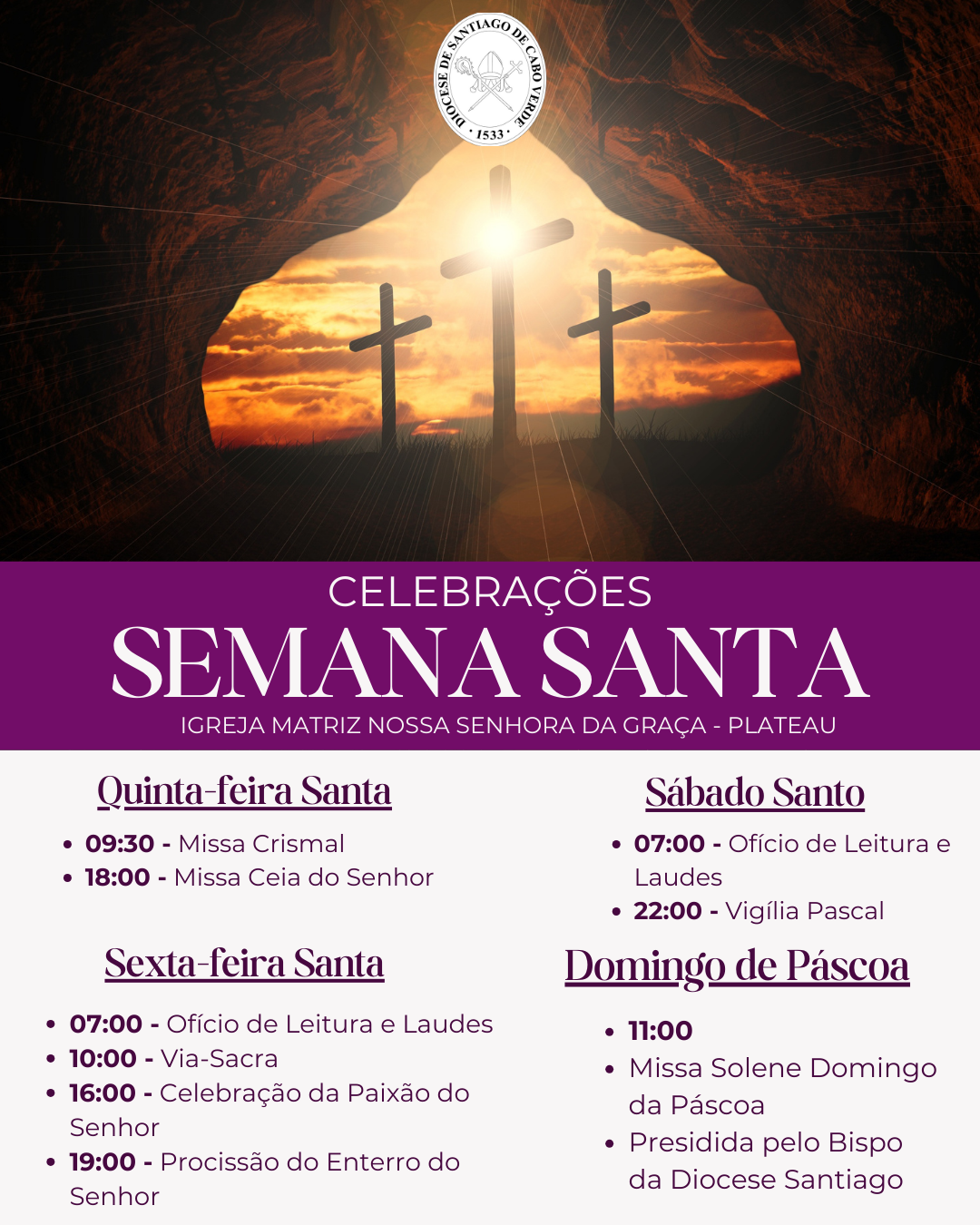 Post do Instagram Programação Semana Santa Religioso Roxo